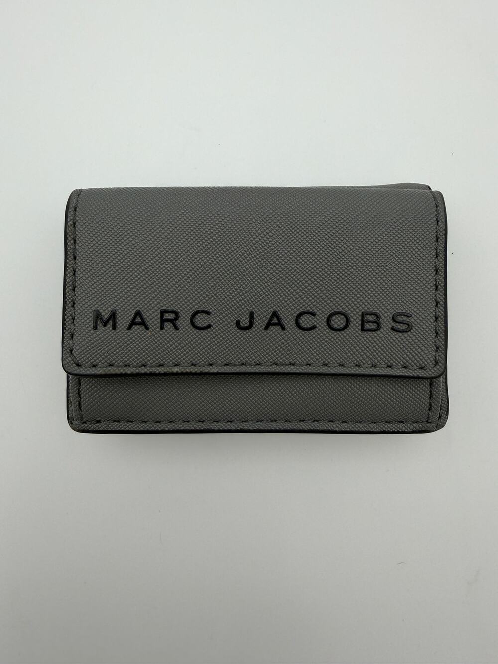 Marc Jacobs Coin Purse Trifold Wallet Light Grey Saffiano Leather